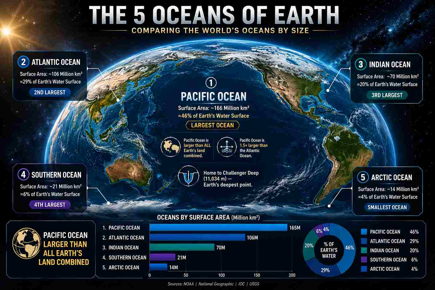 Five Oceans Ranked by Size